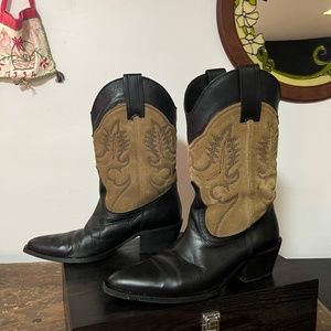 Zara Embroidered Leather Suede Cowboy Boot